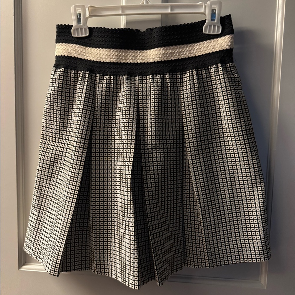 Maeve Black and White Patterned Skirt